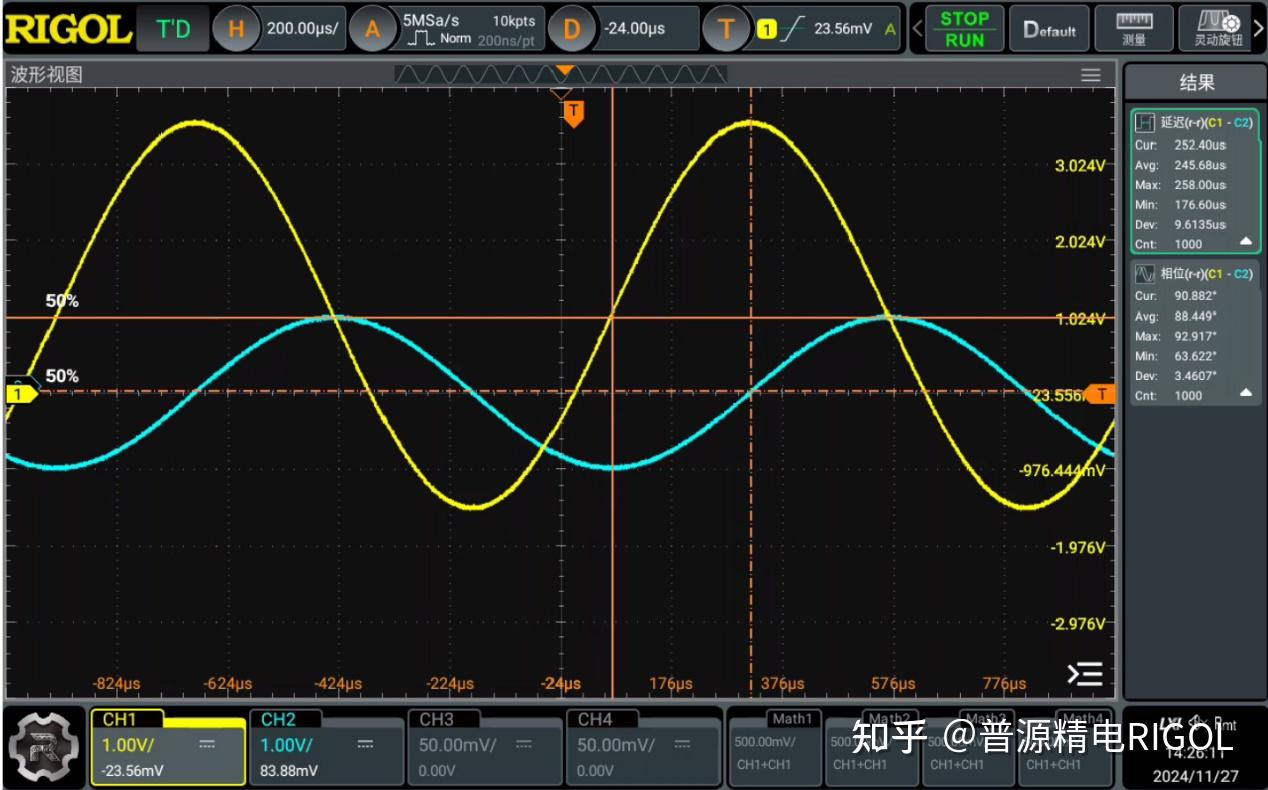 如何使用普源示波器DHO4804測量相位差?(圖3)