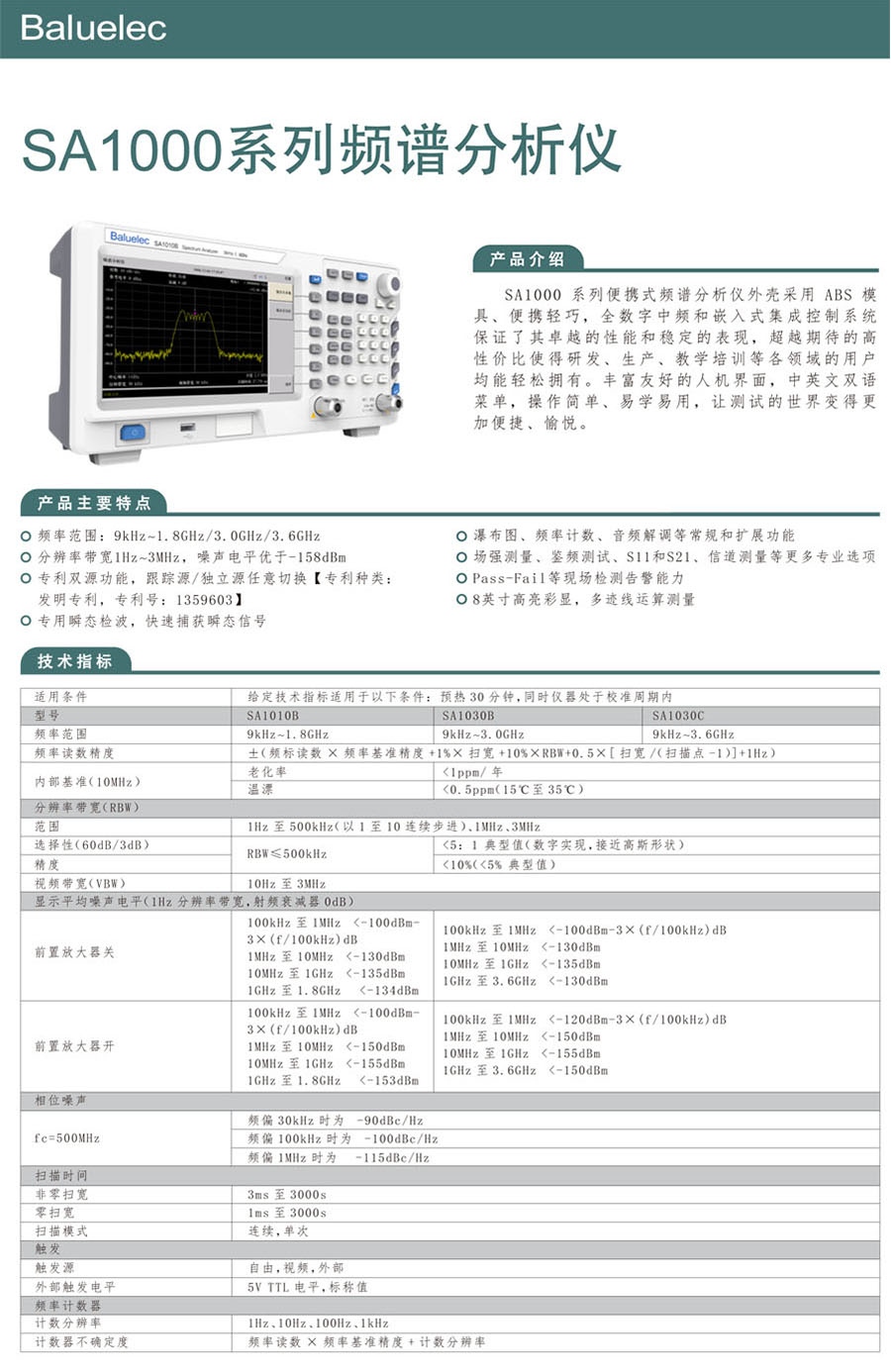 SA1000系列頻譜分析儀(圖1)