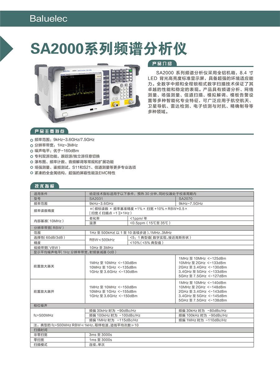 SA2000系列頻譜分析儀(圖1)