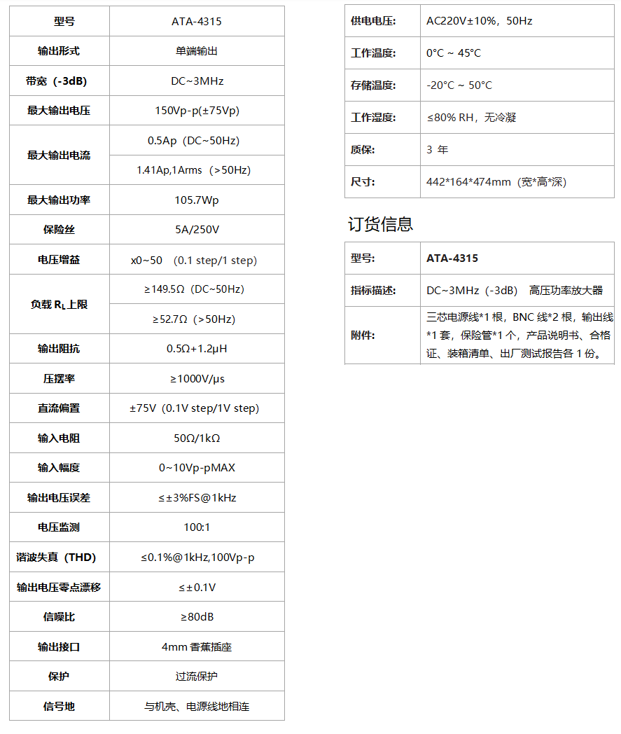 ATA-4315高壓功率放大器(圖1)